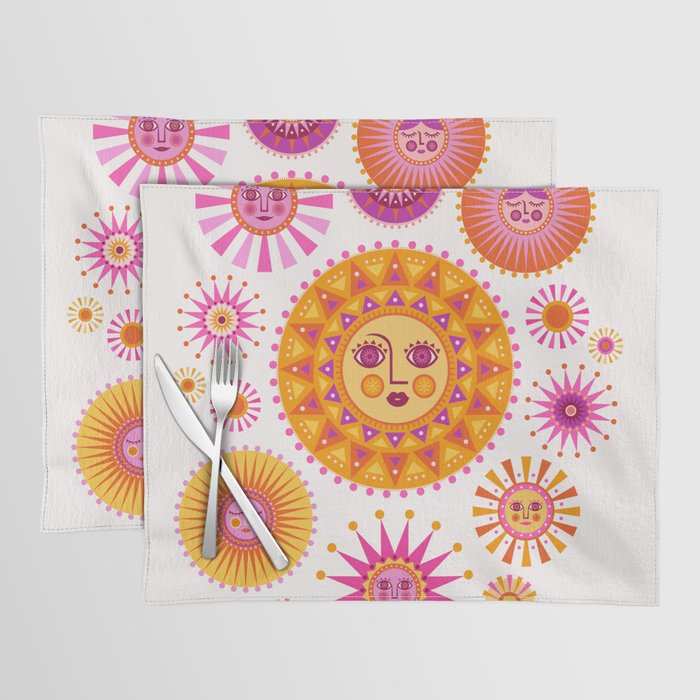 Retro Suns - Pink and Yellow Placemat Gallery Image 1