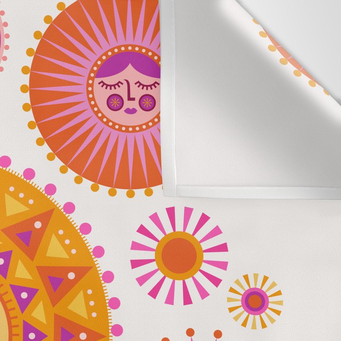 Retro Suns - Pink and Yellow Wall Tapestry Gallery Image 3