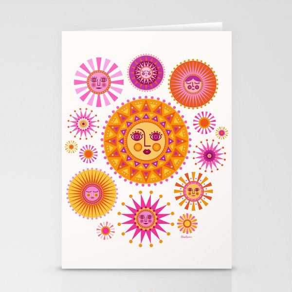 Retro Suns - Pink and Yellow Stationery Card Gallery Image 2