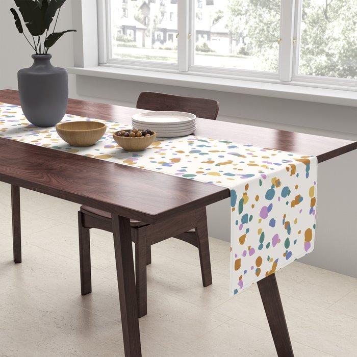Festive Speckled Dot Pattern - Retro Rainbow Table Runner Gallery Image 2