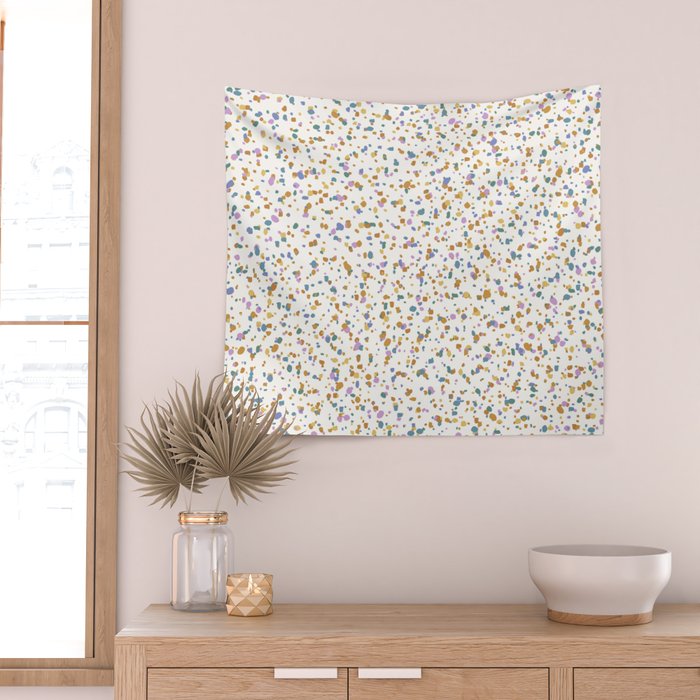 Festive Speckled Dot Pattern - Retro Rainbow Wall Tapestry Gallery Image 2
