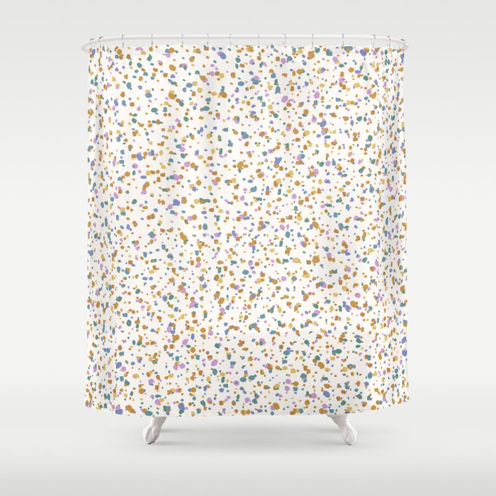Festive Speckled Dot Pattern - Retro Rainbow Shower Curtain Gallery Image 1