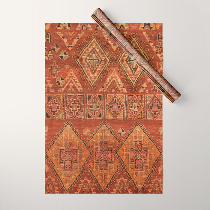 Traditional Vintage Heritage Moroccan Carpet  Wrapping Paper Gallery Image 1