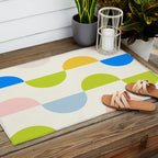 Mid Century Modern Geometry Pastel Outdoor Rug Gallery Image 2