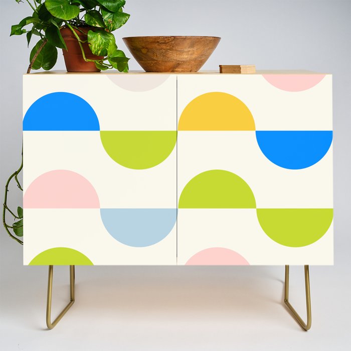 Mid Century Modern Geometry Pastel Credenza Gallery Image 1