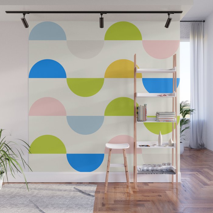 Mid Century Modern Geometry Pastel Wall Mural Gallery Image 1