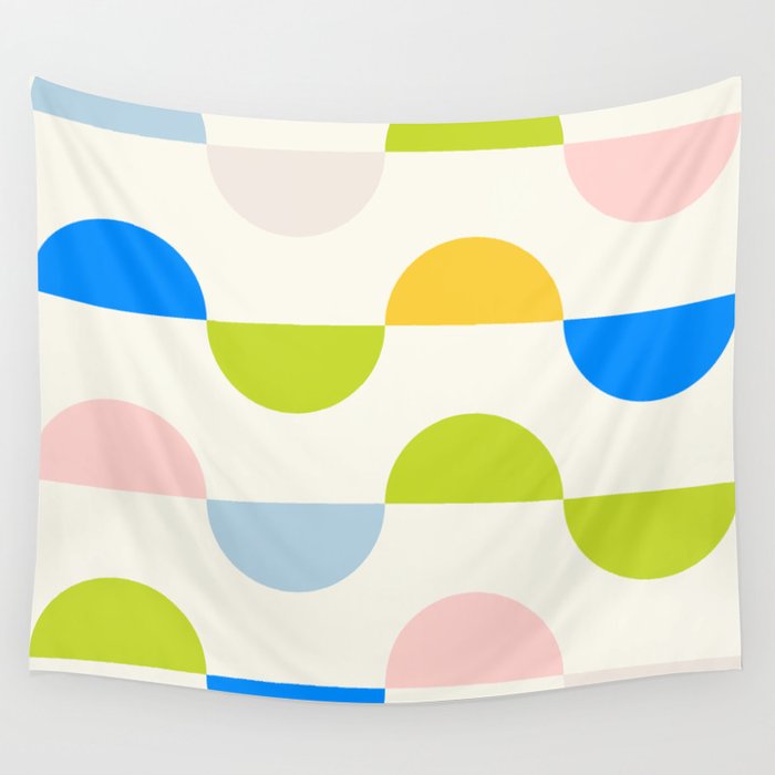 Mid Century Modern Geometry Pastel Wall Tapestry Gallery Image 1