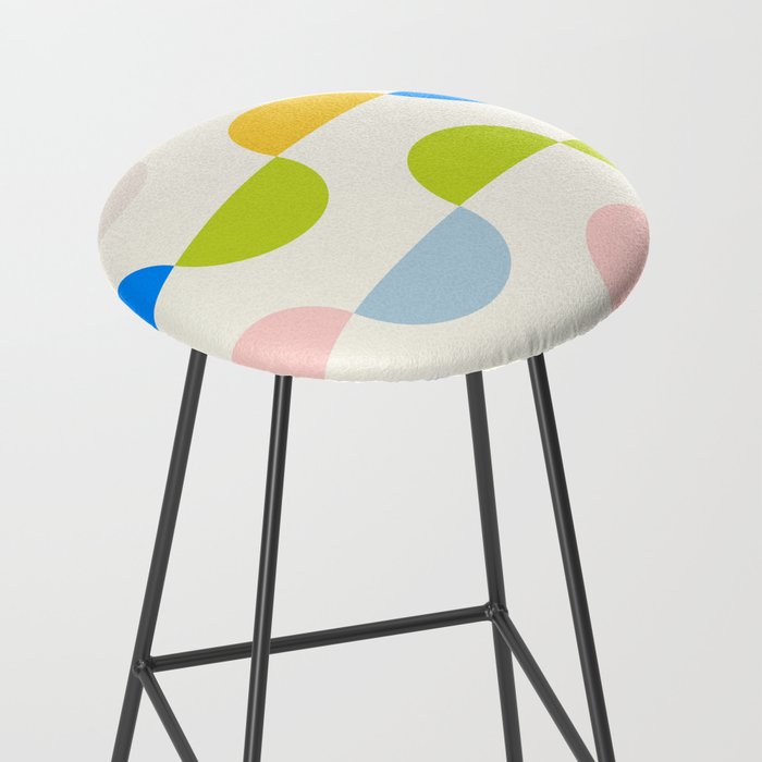 Mid Century Modern Geometry Pastel Stool Gallery Image 2