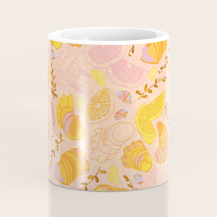 Coastal Oysters on the Beach in Lemon Orange & Peach Coffee Mug Gallery Image 4