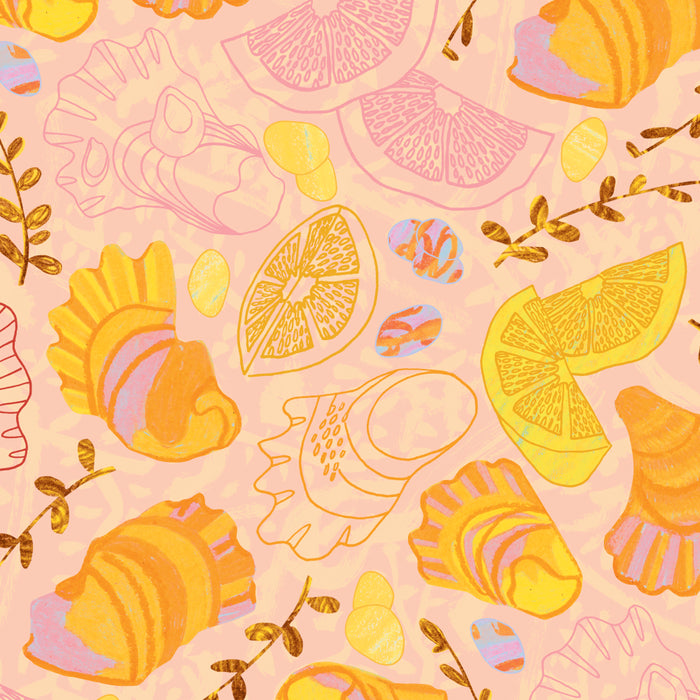 Coastal Oysters on the Beach in Lemon Orange & Peach Coffee Mug Gallery Image 2