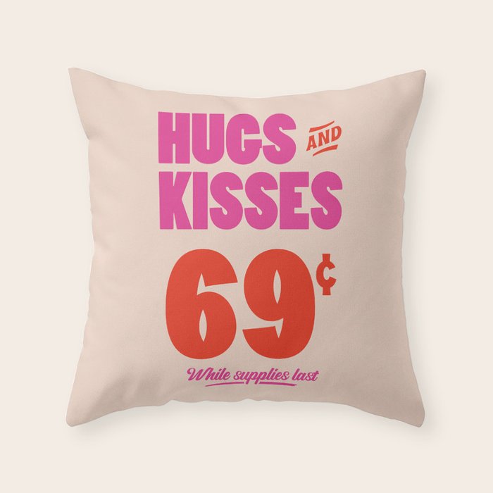 Hugs and Kisses - Pink and Orange Throw Pillow Gallery Image 6