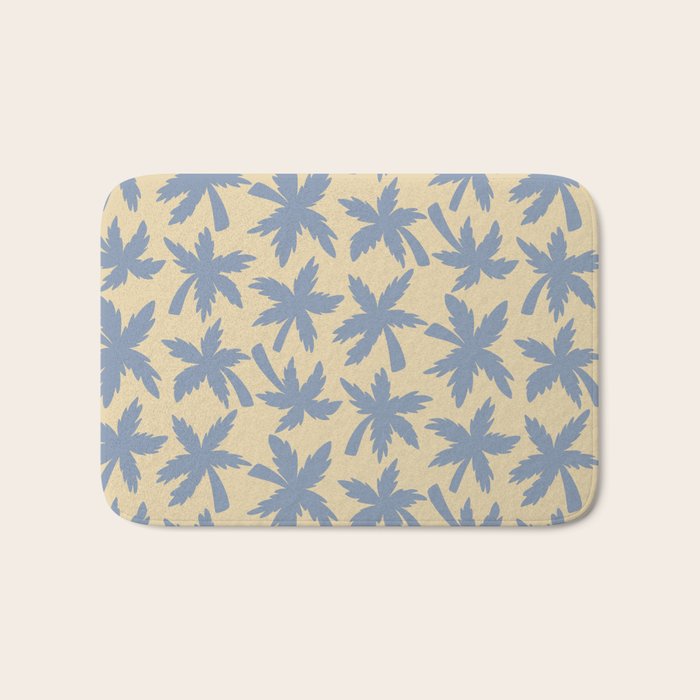 Palm Trees - Blue and Cream Bath Mat Gallery Image 1