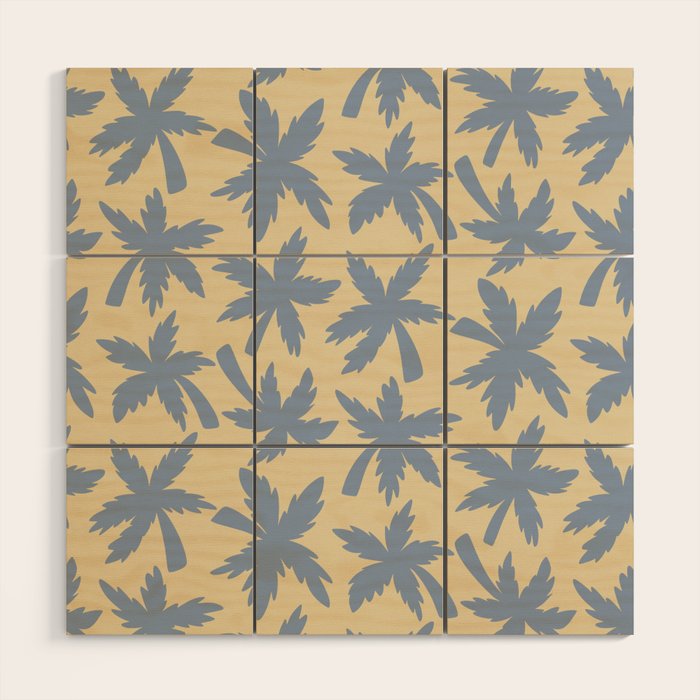 Palm Trees - Blue and Cream Wood Wall Art Gallery Image 1