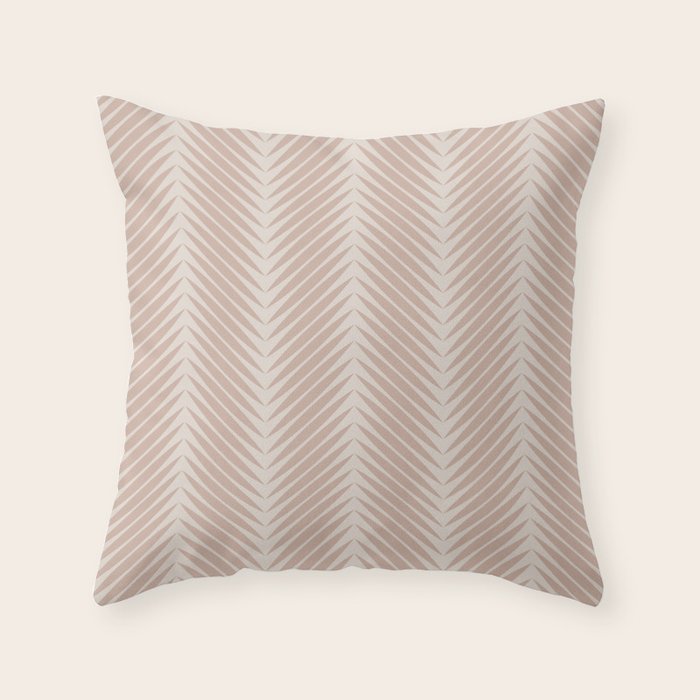 Palm Leaf Pattern - Neutral Beige Throw Pillow Gallery Image 1
