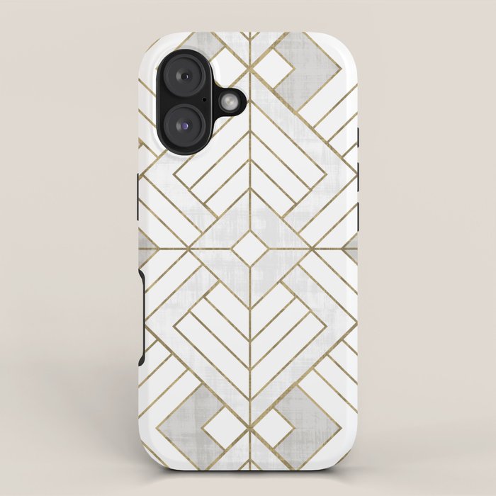 Lennox Vintage Deco - White & Gold iPhone Case Gallery Image 1