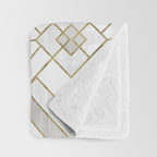 Lennox Vintage Deco - White & Gold Throw Blanket Gallery Image 3