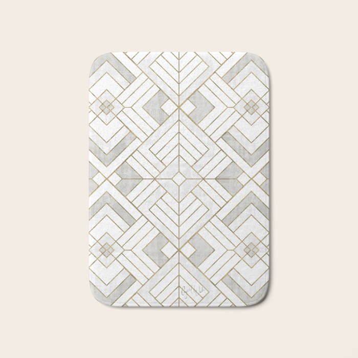 Lennox Vintage Deco - White & Gold Bath Mat Gallery Image 1