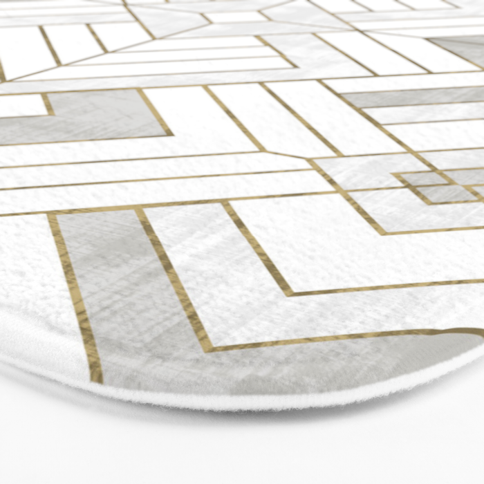 Lennox Vintage Deco - White & Gold Bath Mat Gallery Image 3