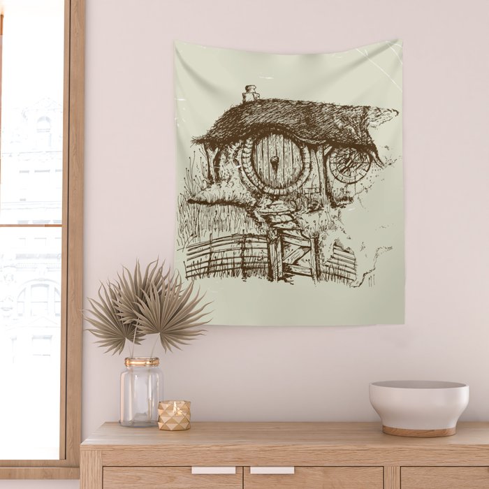 Hobbit house ink Wall Tapestry Gallery Image 2