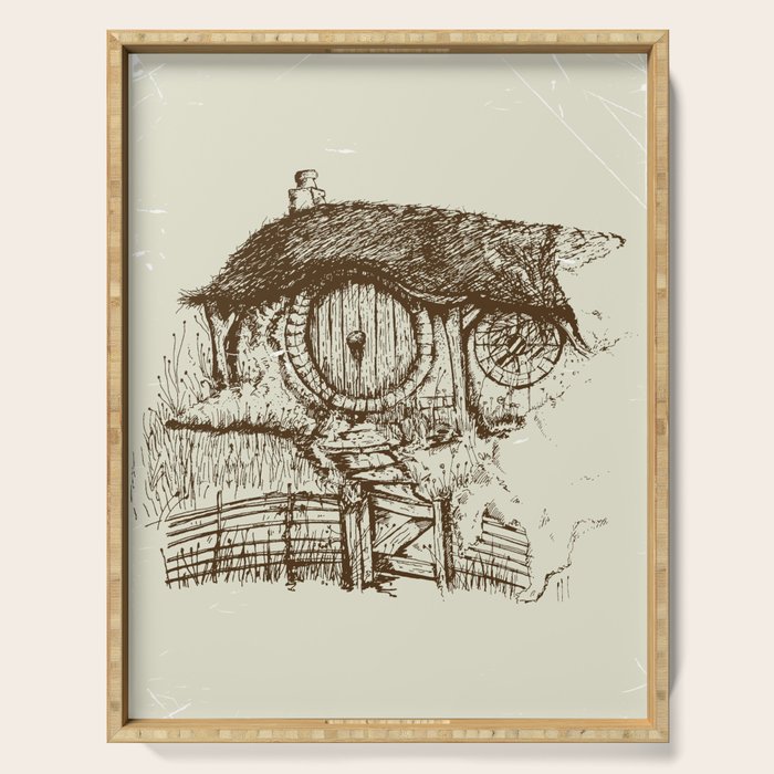 Hobbit house ink Serving Tray Gallery Image 1