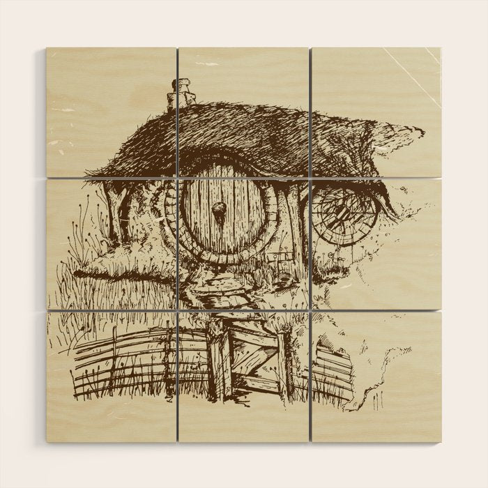 Hobbit house ink Wood Wall Art Gallery Image 1