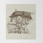 Hobbit house ink Throw Blanket Gallery Image 2