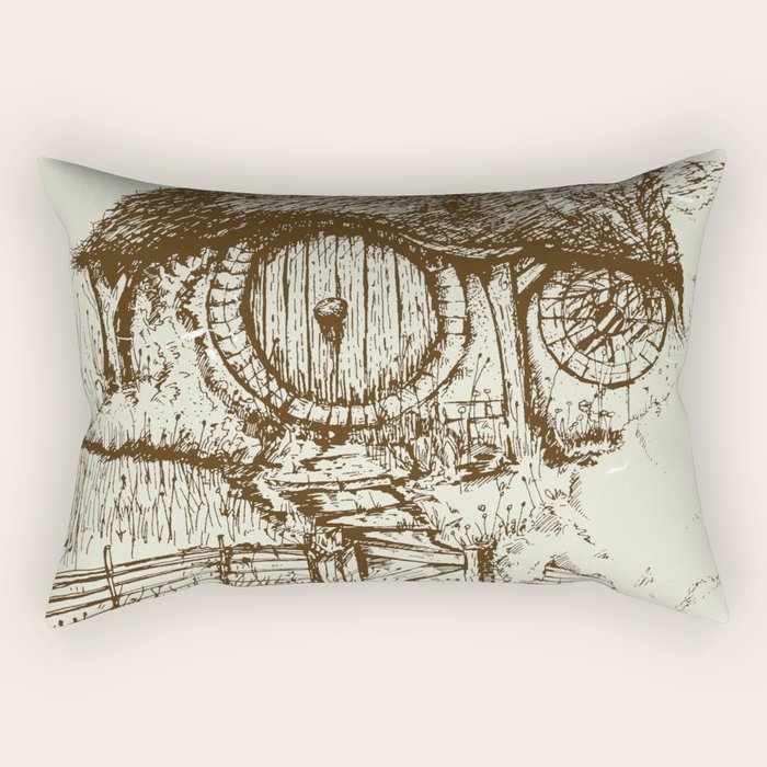 Hobbit house ink Rectangular Pillow Gallery Image 2