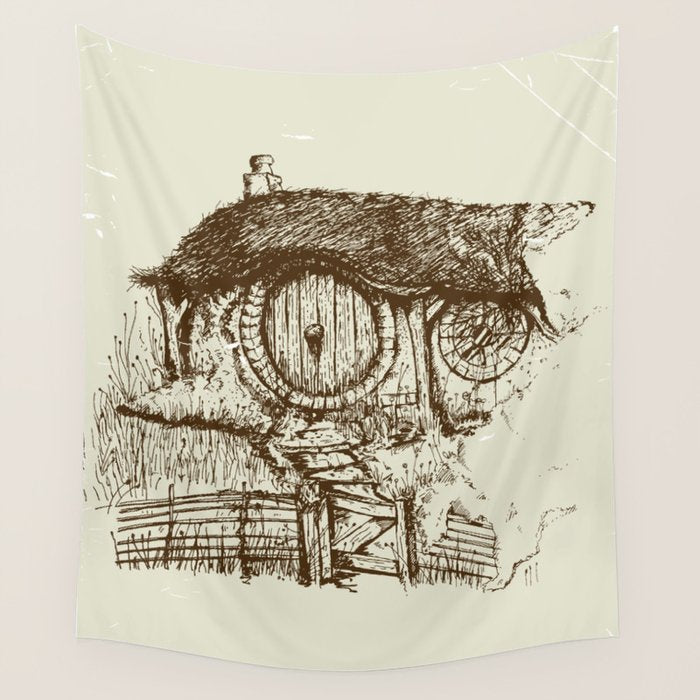 Hobbit house ink Wall Tapestry Gallery Image 4