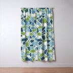 Terrazzo Mosaic Pattern, Teal Blue, Green, White Window Curtain Gallery Image 3