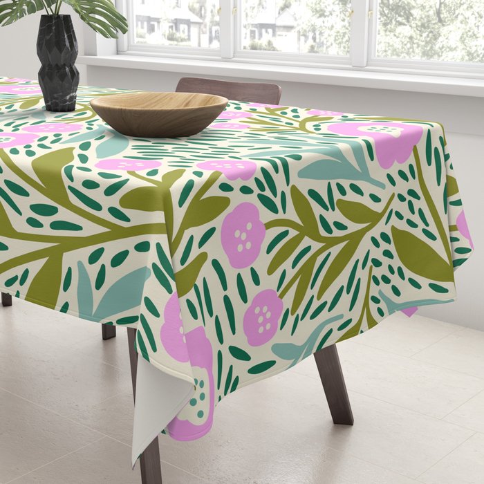 Botanical Garden - Pink and Green Tablecloth Gallery Image 3
