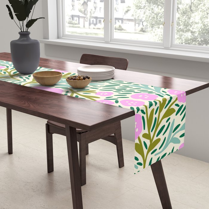 Botanical Garden - Pink and Green Table Runner Gallery Image 2