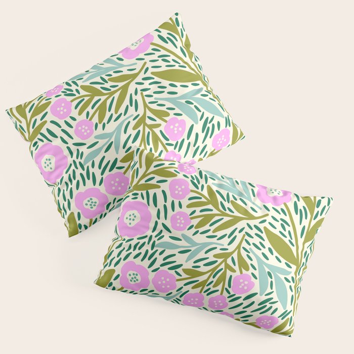 Botanical Garden - Pink and Green Pillow Sham Gallery Image 3