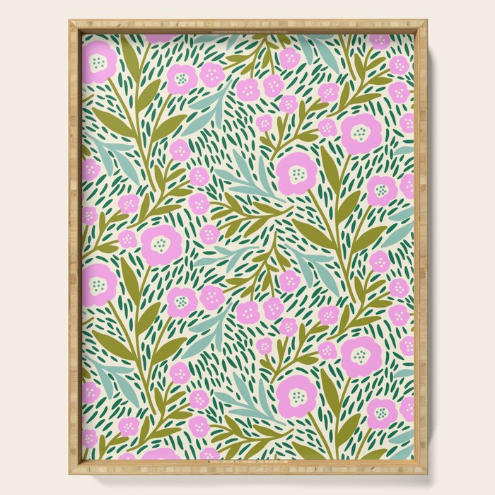 Botanical Garden - Pink and Green Serving Tray Gallery Image 1