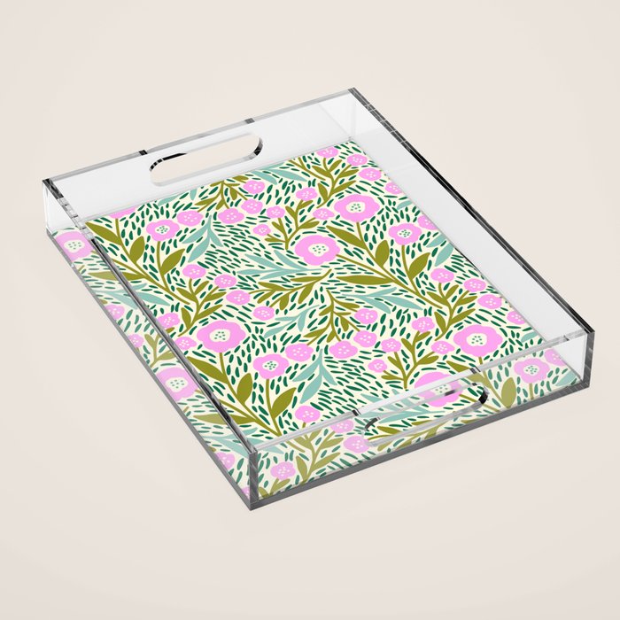 Botanical Garden - Pink and Green Acrylic Tray Gallery Image 1
