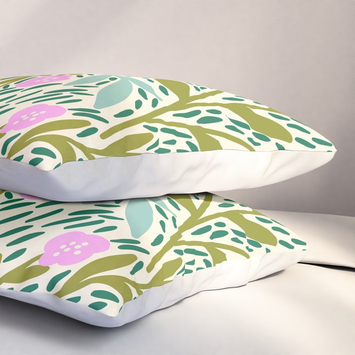 Botanical Garden - Pink and Green Pillow Sham Gallery Image 3
