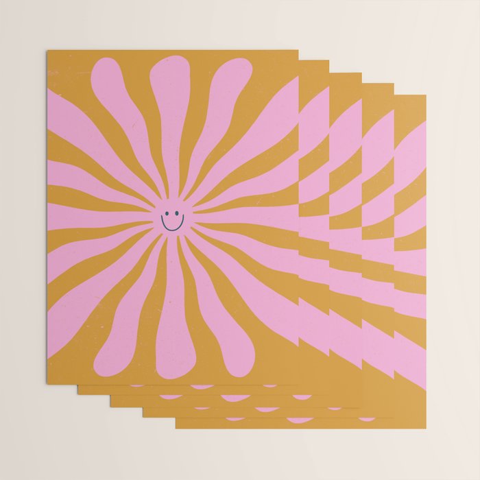 Cute Retro Sun Face  Wrapping Paper Gallery Image 3
