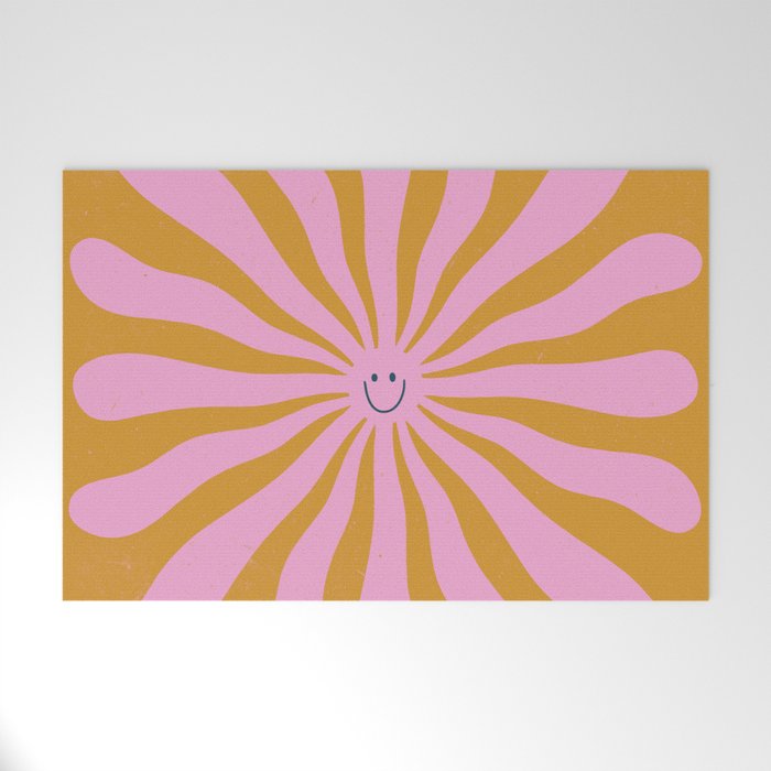 Cute Retro Sun Face  Welcome Mat Gallery Image 1