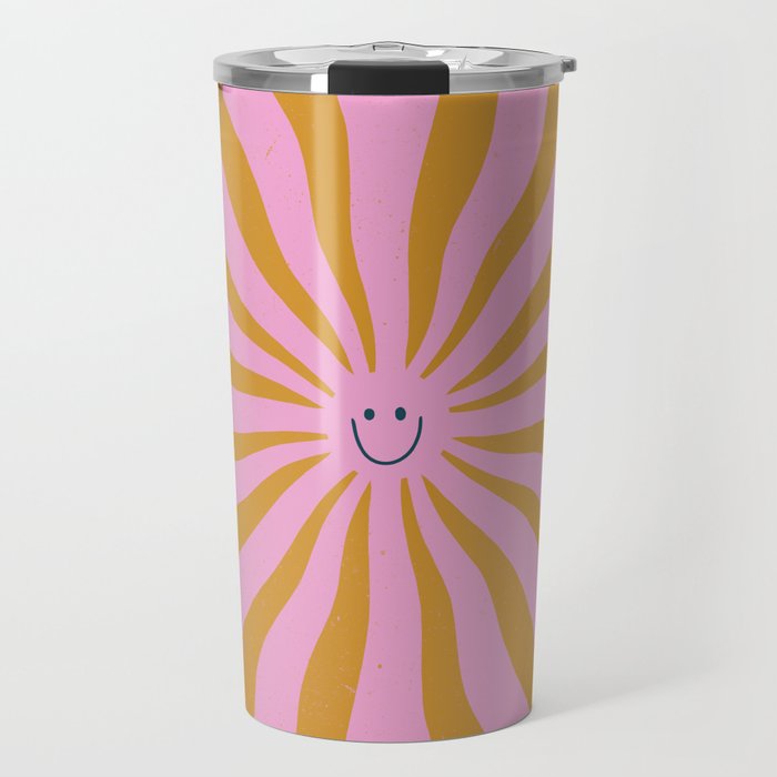 Cute Retro Sun Face  Travel Mug Gallery Image 1
