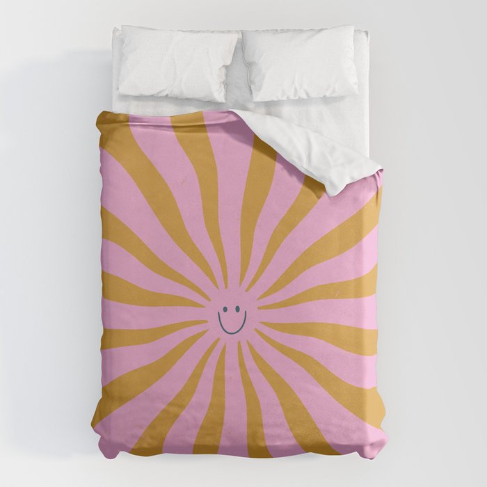 Cute Retro Sun Face  Duvet Cover Gallery Image 1