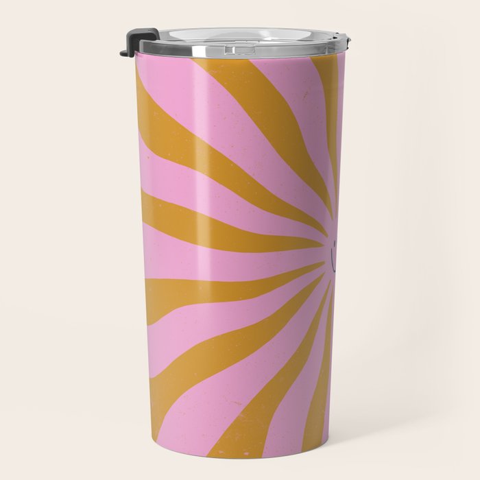 Cute Retro Sun Face  Travel Mug Gallery Image 3