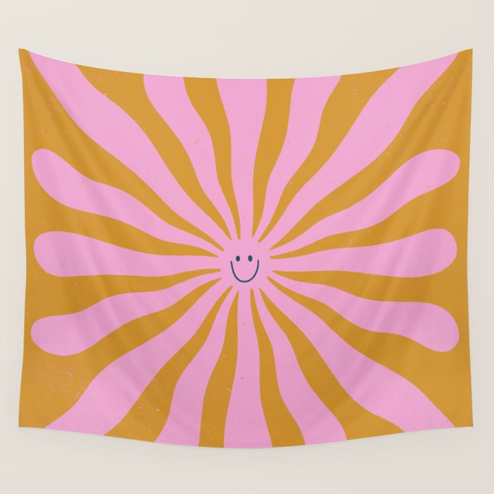 Cute Retro Sun Face  Wall Tapestry Gallery Image 4