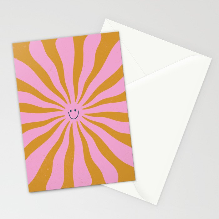 Cute Retro Sun Face  Stationery Card Gallery Image 2
