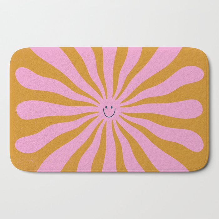 Cute Retro Sun Face  Bath Mat Gallery Image 2