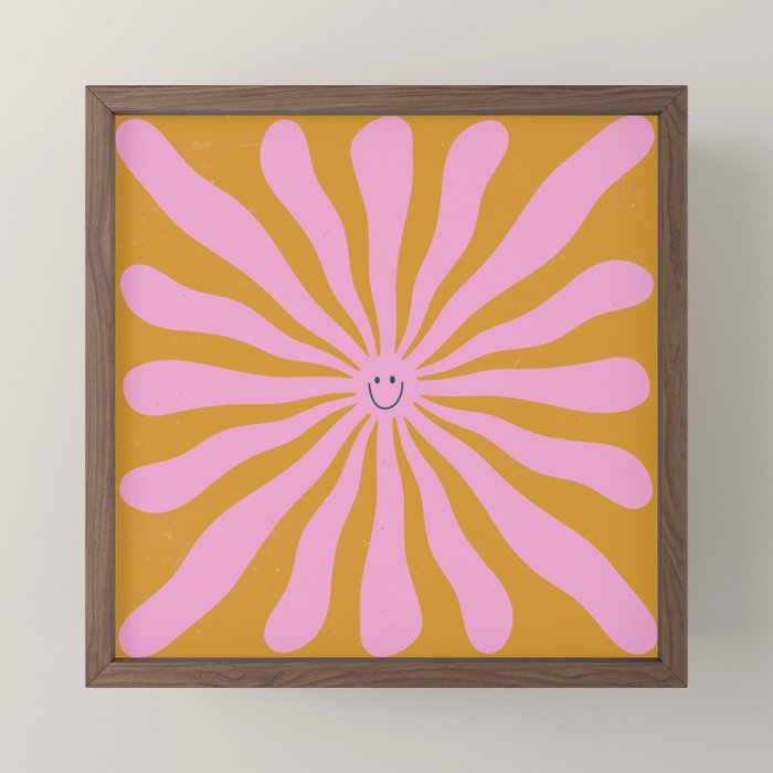 Cute Retro Sun Face Mini Art Print