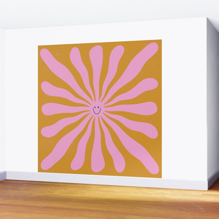 Cute Retro Sun Face  Wall Mural Gallery Image 2