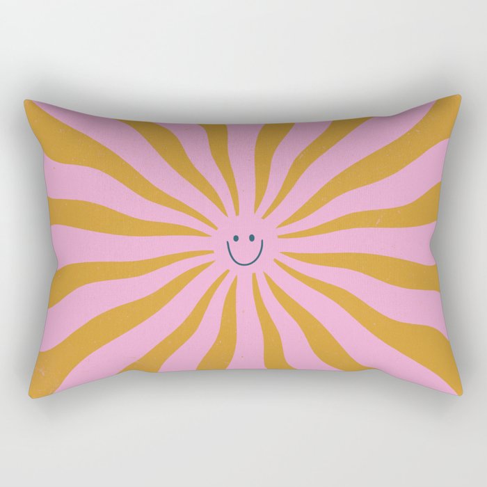Cute Retro Sun Face  Rectangular Pillow Gallery Image 2
