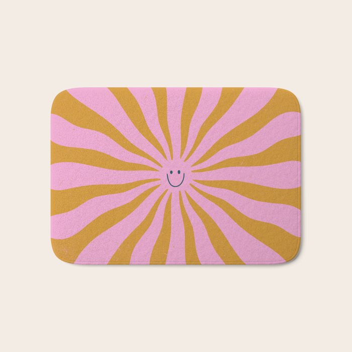 Cute Retro Sun Face  Bath Mat Gallery Image 1