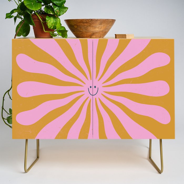 Cute Retro Sun Face  Credenza Gallery Image 1