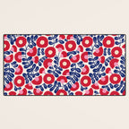 Bold Red and Blue Flower Pattern Desk Mat Gallery Image 3
