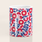 Bold Red and Blue Flower Pattern Coffee Mug Gallery Image 4